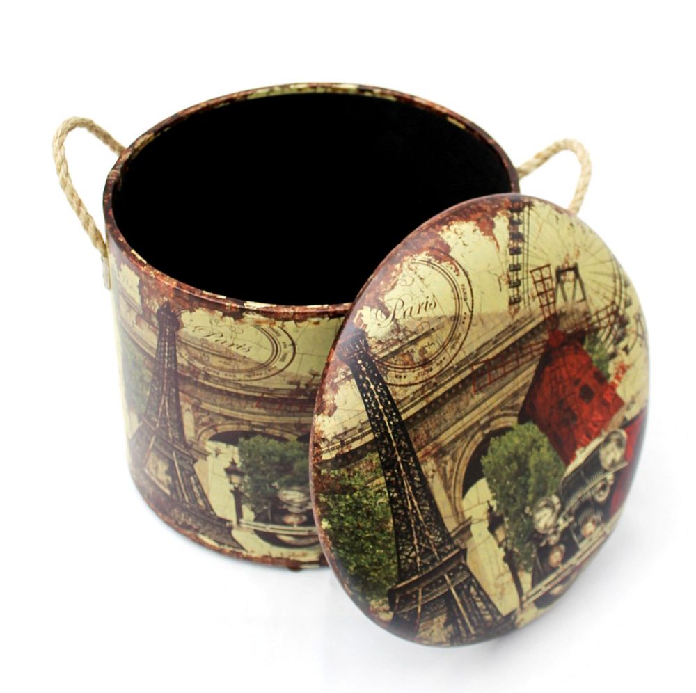 Sitzhocker Aufbewahrungsbox HK16 S Paris 27cm aus MDF mit Kunstleder überzogen Hocker Tonne
