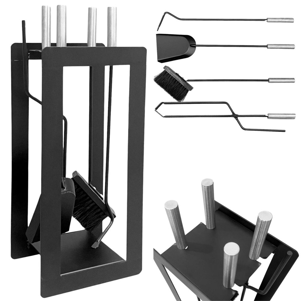 DanDiBo Kaminbesteck Modern Schwarz 5 Teilig Set 96572 Kaminset Kamingarnitur Ofenbesteck