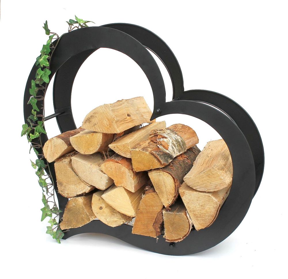 DanDiBo firewood rack indoor metal heart firewood stand 66 cm 190135 wood basket firewood holder firewood holder