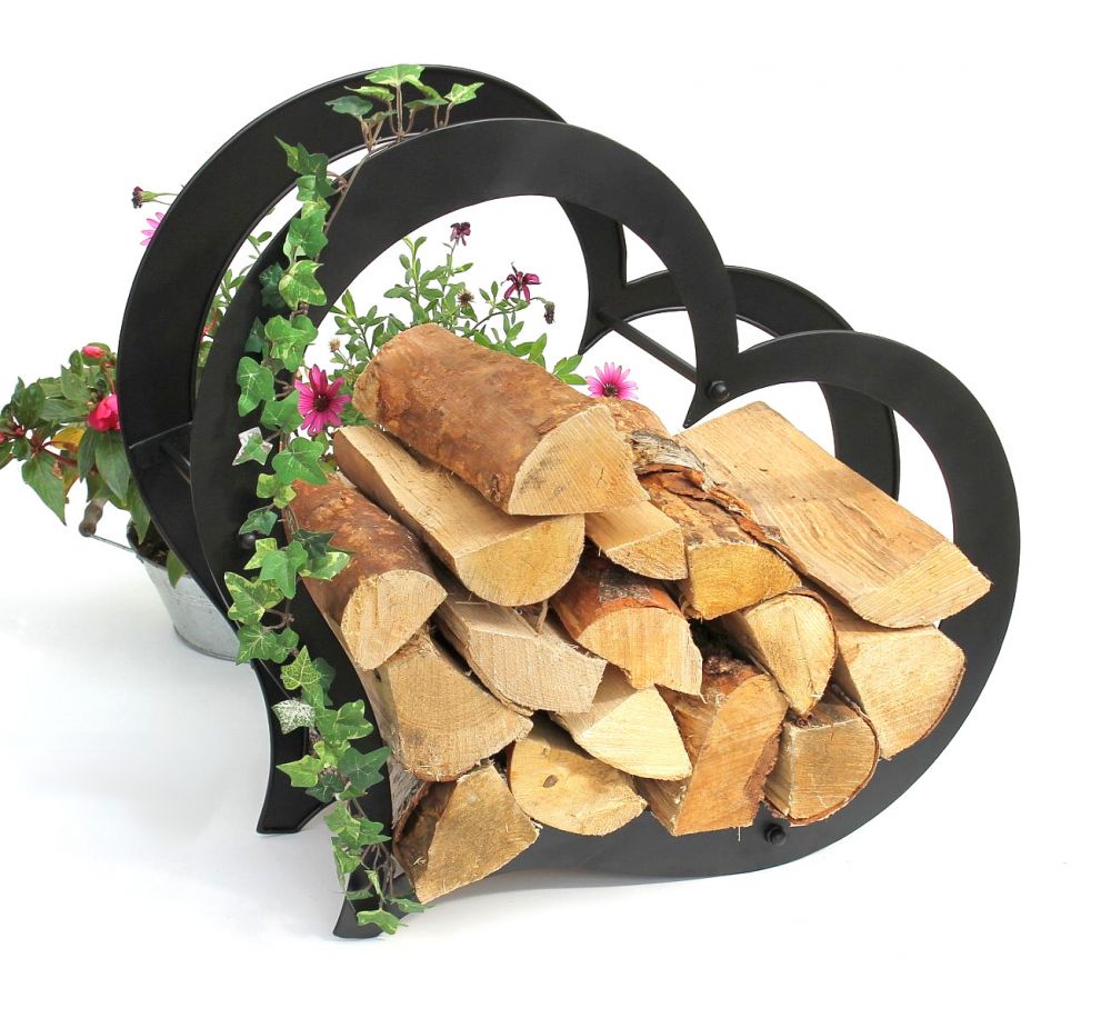 DanDiBo firewood rack indoor metal heart firewood stand 66 cm 190135 wood basket firewood holder firewood holder