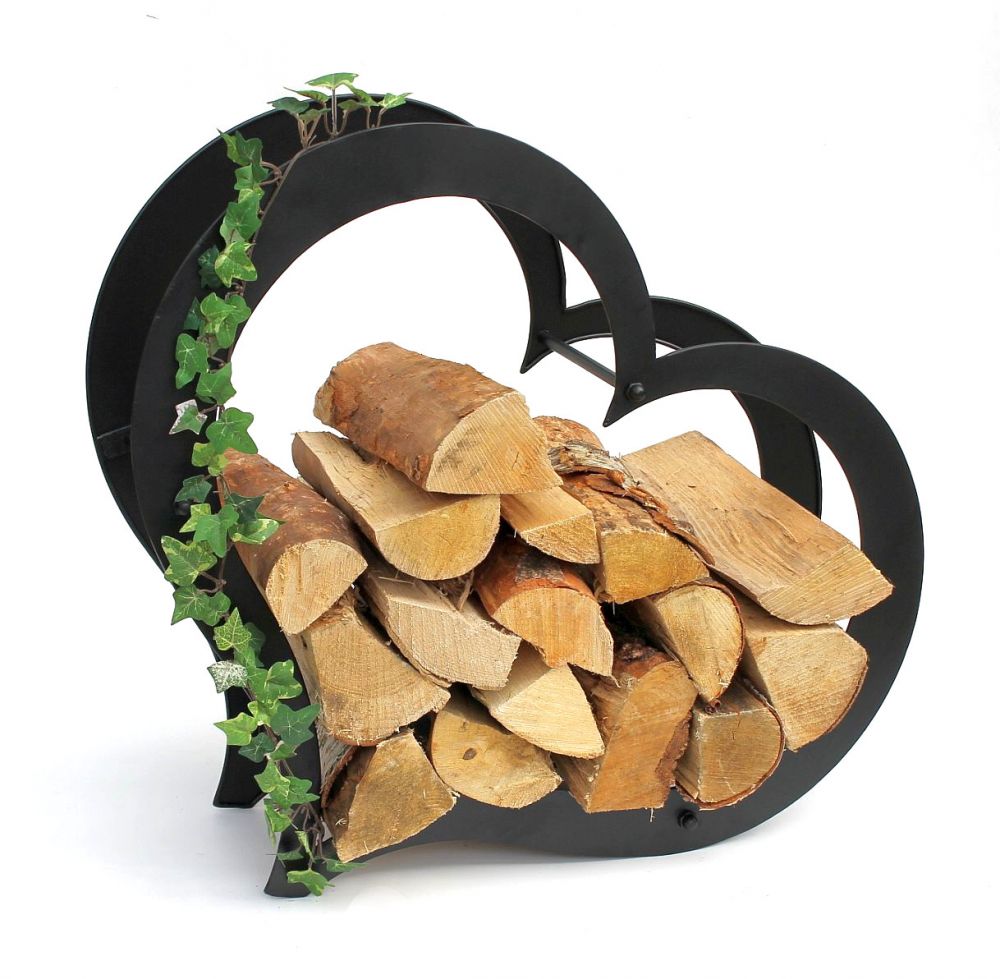 DanDiBo firewood rack indoor metal heart firewood stand 66 cm 190135 wood basket firewood holder firewood holder
