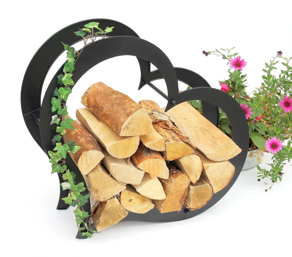 DanDiBo firewood rack indoor metal heart firewood stand 66 cm 190135 wood basket firewood holder firewood holder