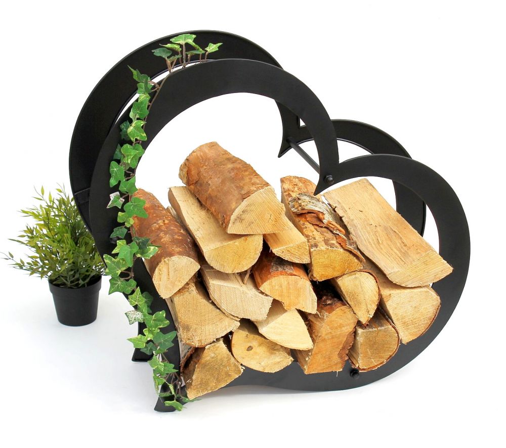 DanDiBo firewood rack indoor metal heart firewood stand 66 cm 190135 wood basket firewood holder firewood holder