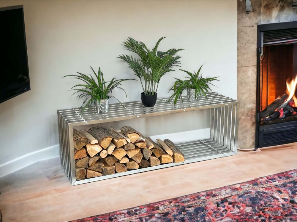 DanDiBo firewood rack indoor stainless steel metal firewood stand 96429 firewood rack 150 cm wood basket firewood holder