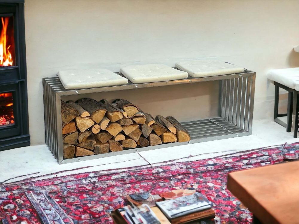DanDiBo firewood rack indoor stainless steel metal firewood stand 96429 firewood rack 150 cm wood basket firewood holder