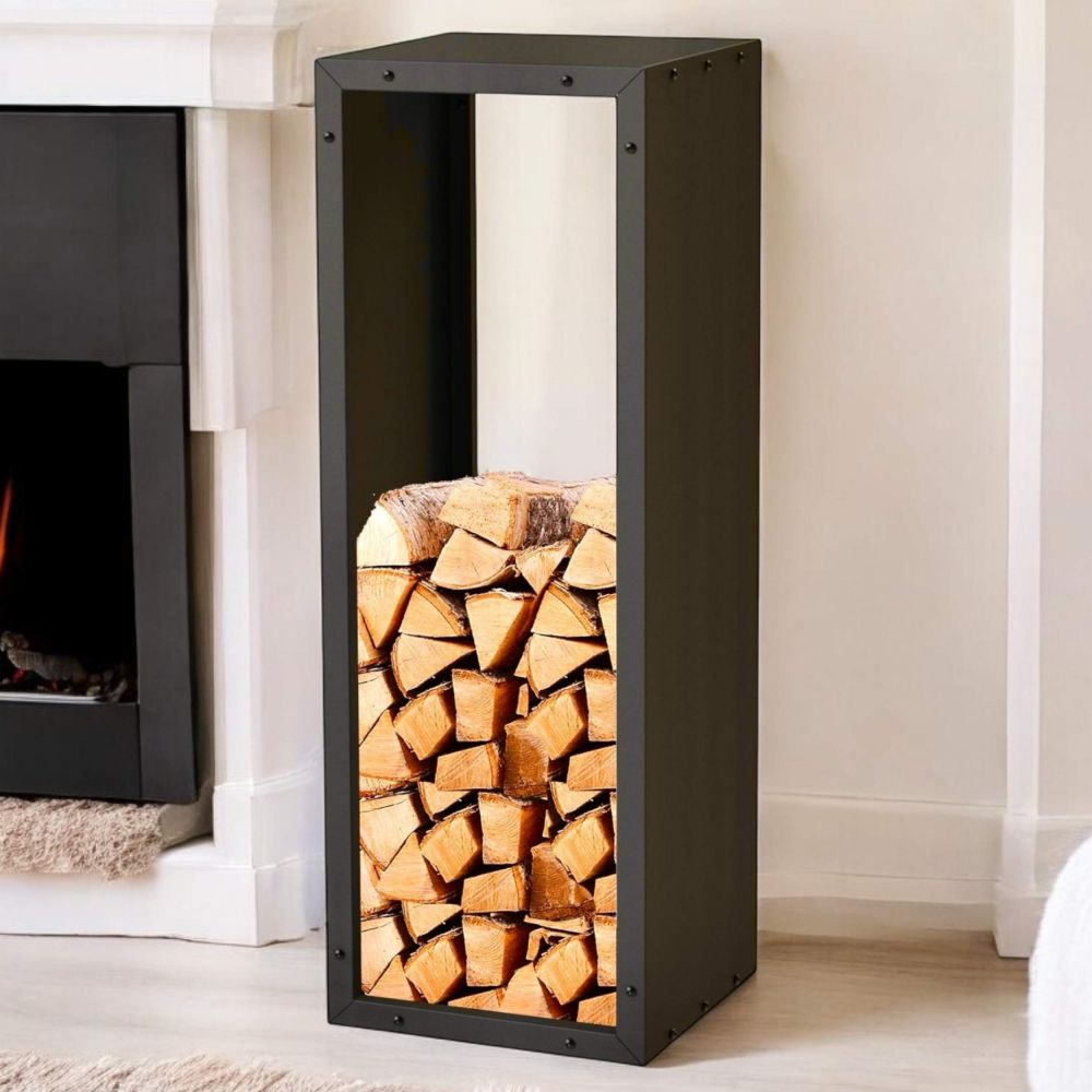 DanDiBo Kaminholzregal Innen Metall Schwarz 96600 Brennholzregal Holzaufbewahrung Kaminholzständer Feuerholzregal