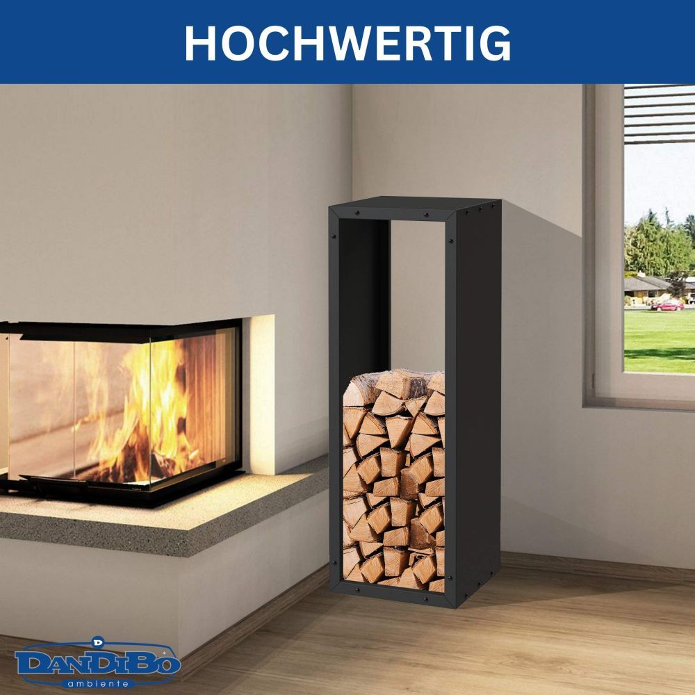 DanDiBo Kaminholzregal Innen Metall Schwarz 96600 Brennholzregal Holzaufbewahrung Kaminholzständer Feuerholzregal