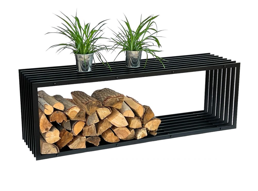 DanDiBo firewood rack indoor metal black firewood rack 96430 150 cm wood basket firewood holder firewood rack