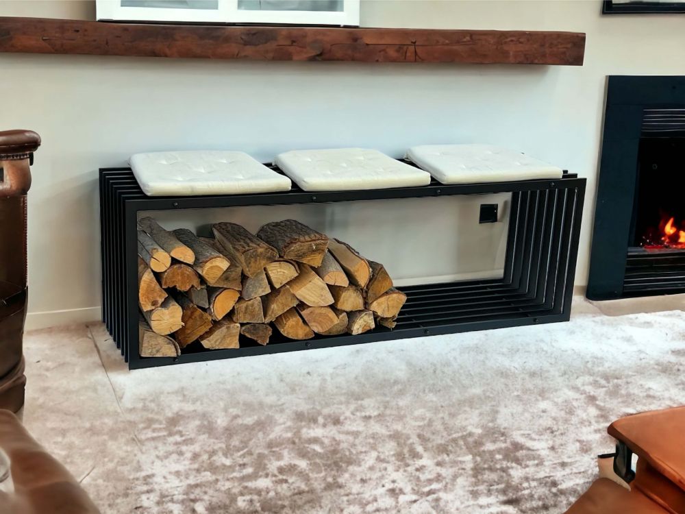 DanDiBo firewood rack indoor metal black firewood rack 96430 150 cm wood basket firewood holder firewood rack