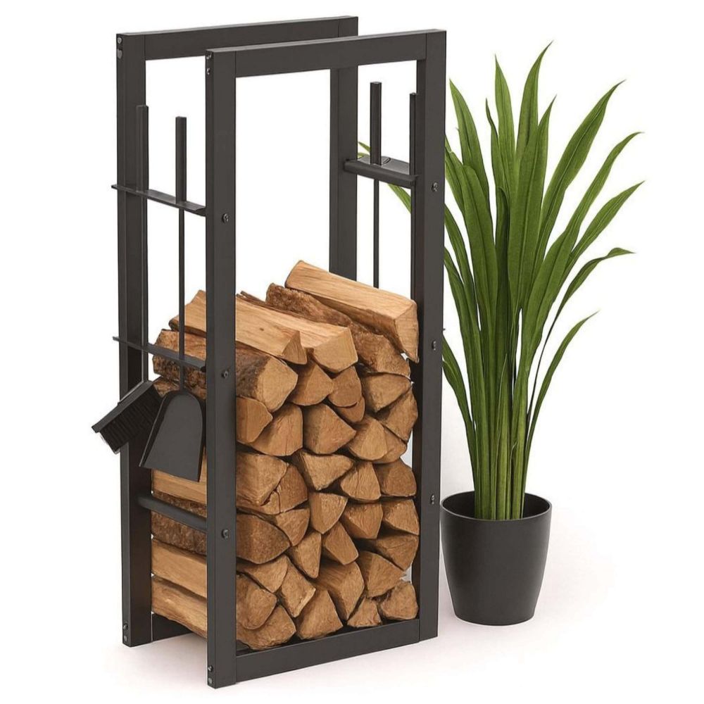 DanDiBo Fireplace Wood Rack Indoor Metal with Tools 96601 Firewood Rack Wood Storage Fireplace Stand Firewood Rack
