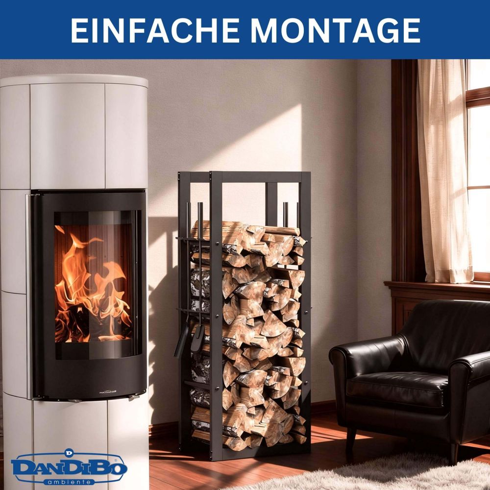 DanDiBo Fireplace Wood Rack Indoor Metal with Tools 96601 Firewood Rack Wood Storage Fireplace Stand Firewood Rack