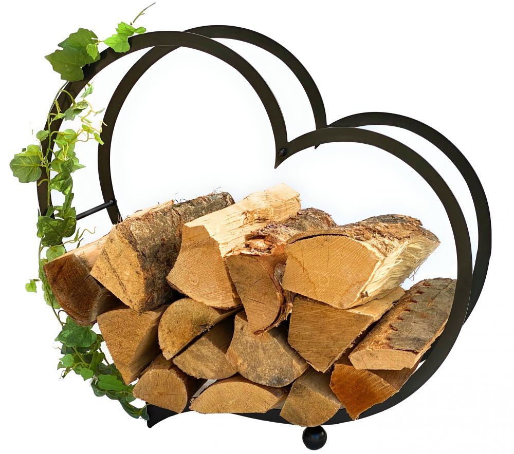 DanDiBo firewood rack indoor metal heart firewood stand 64 cm 181134 wood basket firewood holder firewood holder