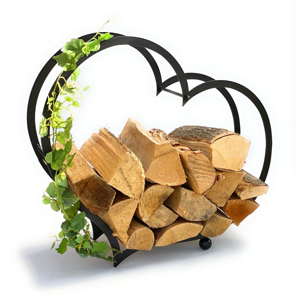 DanDiBo firewood rack indoor metal heart firewood stand 64 cm 181134 wood basket firewood holder firewood holder
