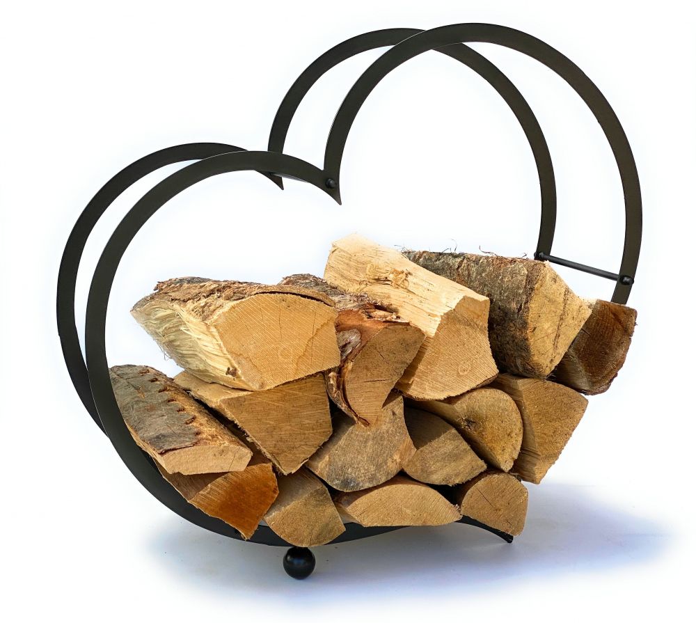 DanDiBo firewood rack indoor metal heart firewood stand 64 cm 181134 wood basket firewood holder firewood holder
