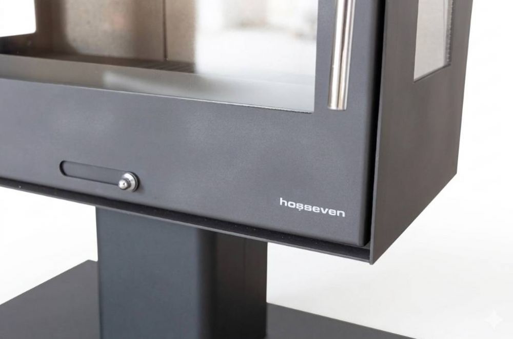 Hosseven Kaminofen Holzofen Wohnzimmer Holzkamin 5071 Panorama 3 Seiten Glas 10 kW Holz Ofen Kamin Heizofen Schwedenofen Mehrfachbelegung
