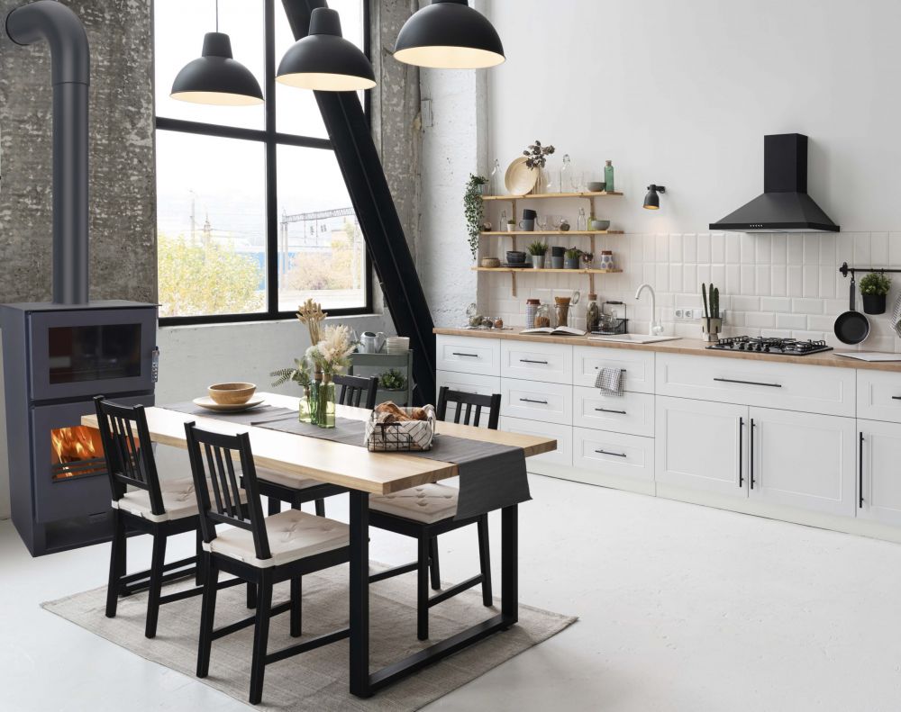 EEK A+ wood-burning stove with baking compartment Verso F wood-burning stove 9 kW wood-burning stove Multiple occupancy wood-burning stove