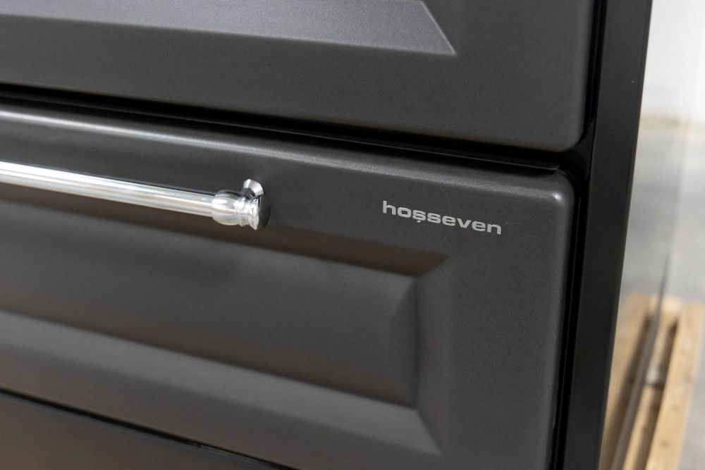 Hosseven Kaminofen mit Backfach und Herdplatte 4012 Anthrazit Holzofen 8 kW Holz Ofen Mehrfachbelegung Kamin Heizofen Küchenherd