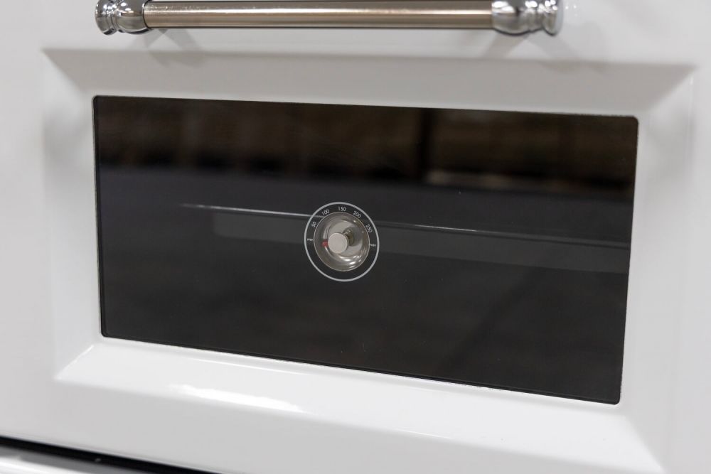 Hosseven Kaminofen mit Backfach und Herdplatte 4012 Weiß Holzofen 8 kW Holz Ofen Mehrfachbelegung Kamin Heizofen Küchenherd