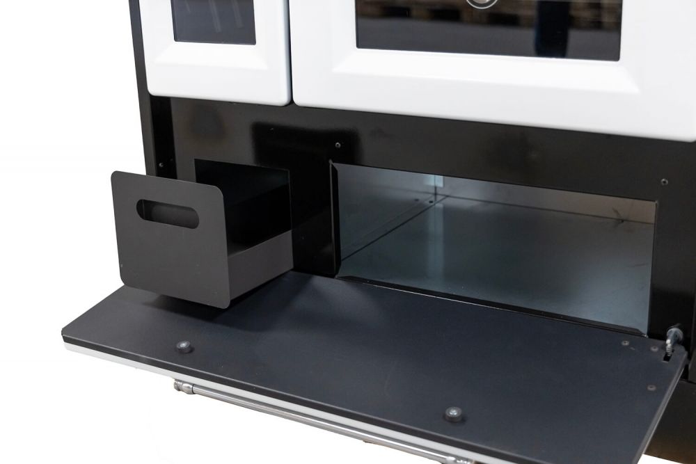 Hosseven Kaminofen mit Backfach und Herdplatte 4012 Weiß Holzofen 8 kW Holz Ofen Mehrfachbelegung Kamin Heizofen Küchenherd