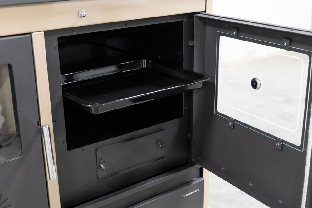 Kaminofen mit Backfach und Herdplatte 4050 Lotus Classic Beige Holzofen 11 kW Holz Ofen Mehrfachbelegung Kamin Heizofen Küchenherd