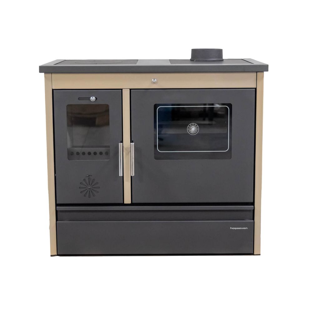 Kaminofen mit Backfach und Herdplatte 4050 Lotus Classic Beige Holzofen 11 kW Holz Ofen Mehrfachbelegung Kamin Heizofen Küchenherd