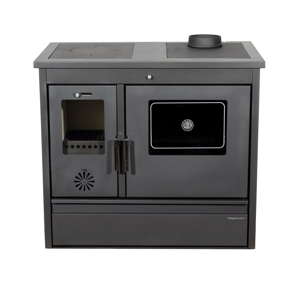 Kaminofen mit Backfach und Herdplatte 4050 Lotus Classic Schwarz Holzofen 11 kW Holz Ofen Mehrfachbelegung Kamin Heizofen Küchenherd