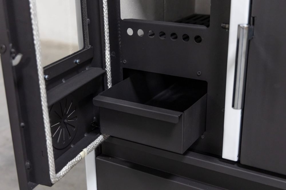 Kaminofen mit Backfach und Herdplatte 4050 Lotus Classic Weiß Holzofen 11 kW Holz Ofen Mehrfachbelegung Kamin Heizofen Küchenherd