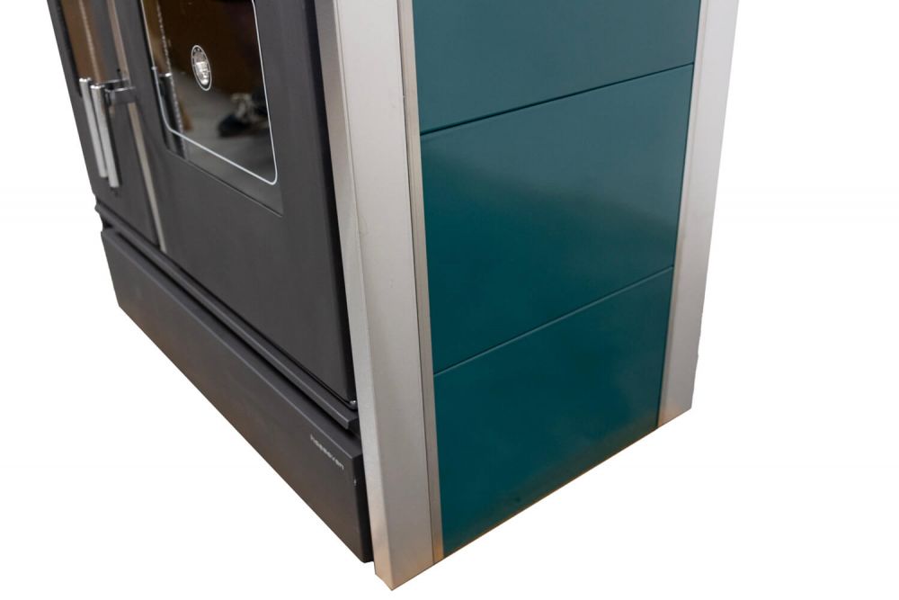 Kaminofen mit Backfach und Herdplatte 4050 Lotus Inox Grün Holzofen 11 kW Holz Ofen Mehrfachbelegung Kamin Heizofen Küchenherd