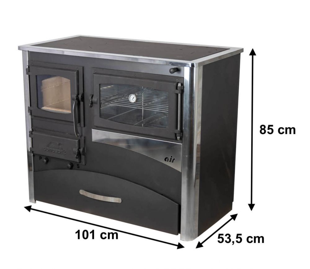 EEK A fireplace stove with baking compartment and stovetop ABC Concept 2 Air Right multi-use wood-burning stove 11.6 kW fireplace stove wood workshop stove Swedish stove cabin stove heating stove wood stove