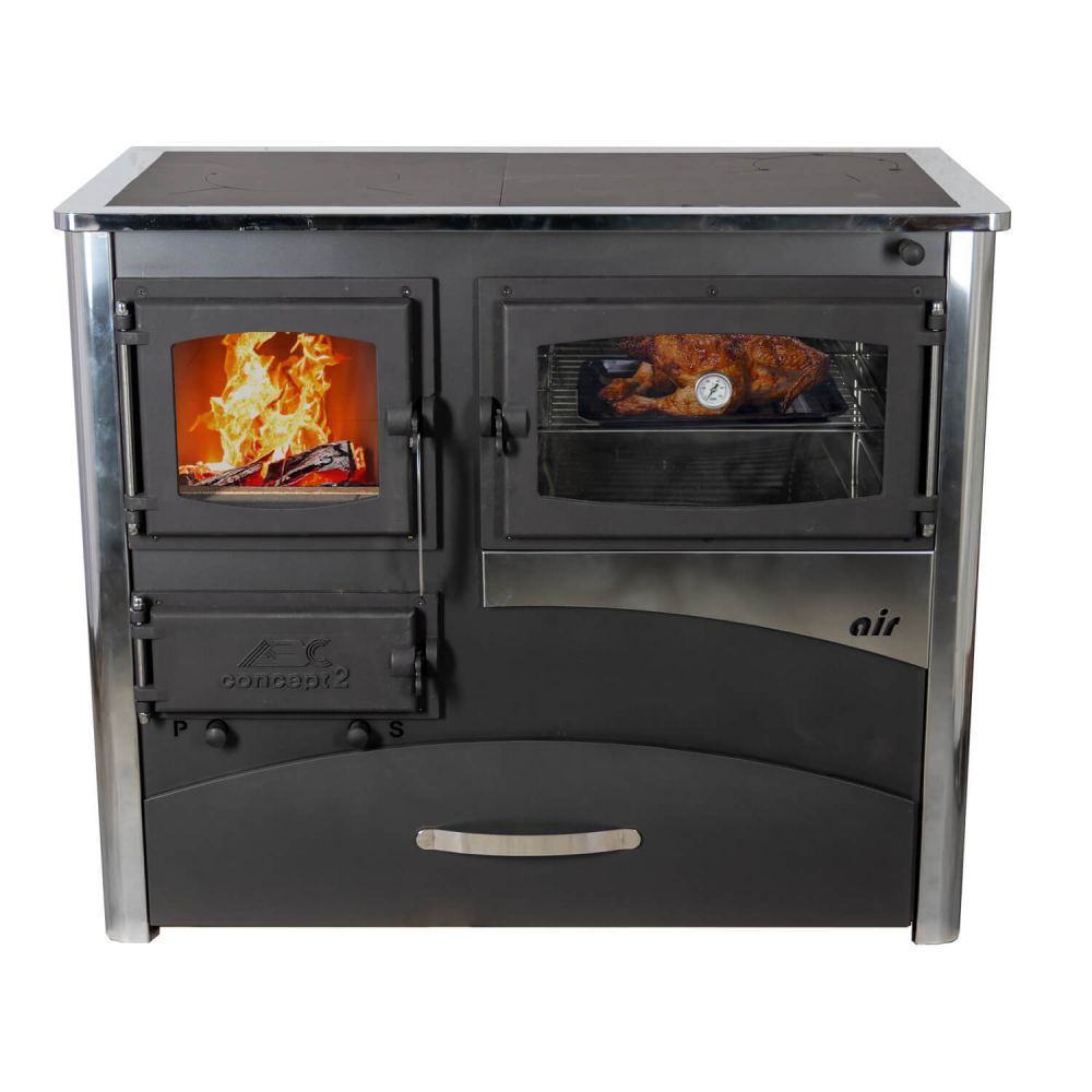 EEK A fireplace stove with baking compartment and stovetop ABC Concept 2 Air Right multi-use wood-burning stove 11.6 kW fireplace stove wood workshop stove Swedish stove cabin stove heating stove wood stove