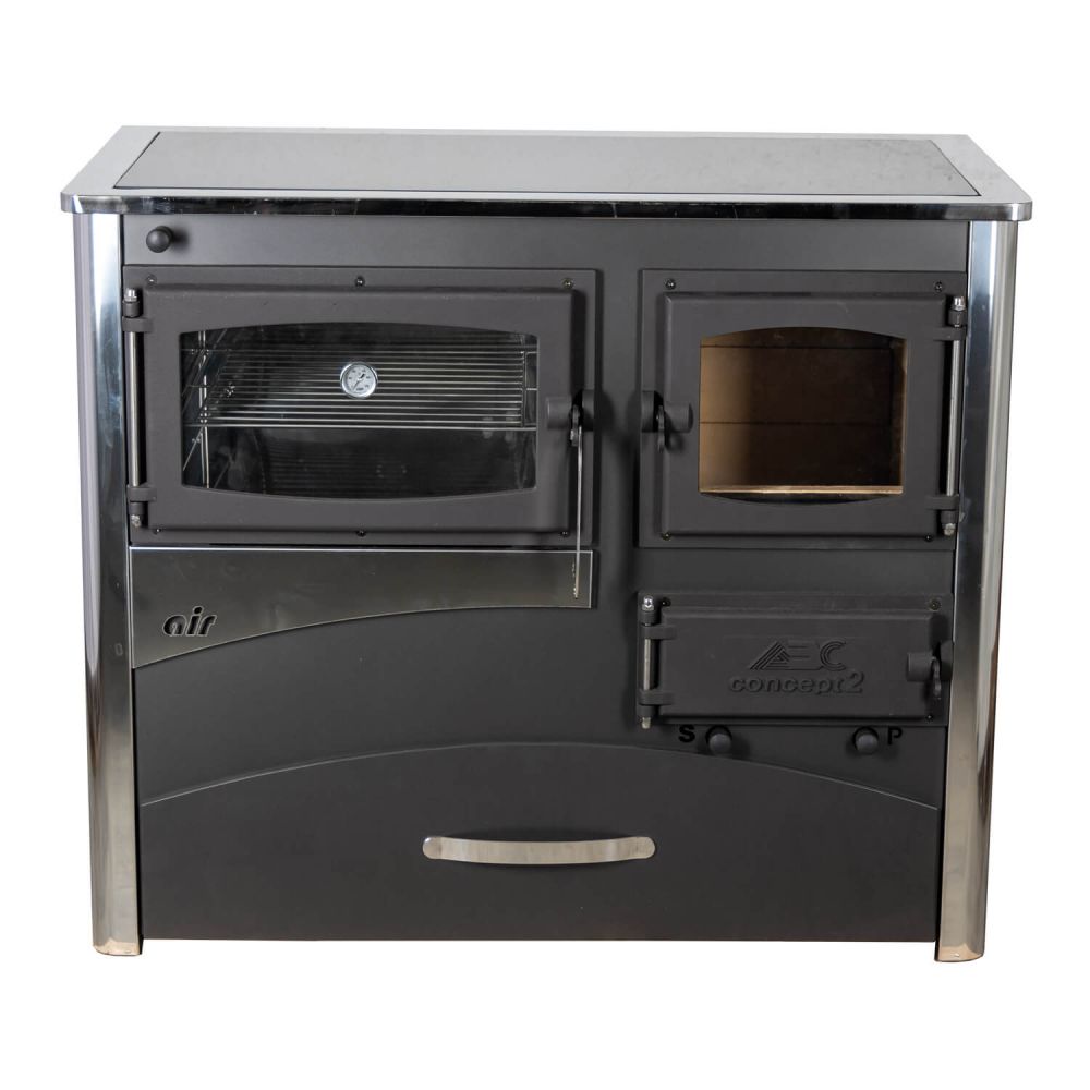EEK A fireplace stove with baking compartment and glass-ceramic stovetop ABC Concept 2 Air Left multi-use wood-burning stove 11.6 kW fireplace stove wood workshop stove Swedish stove cabin stove heating stove wood stove