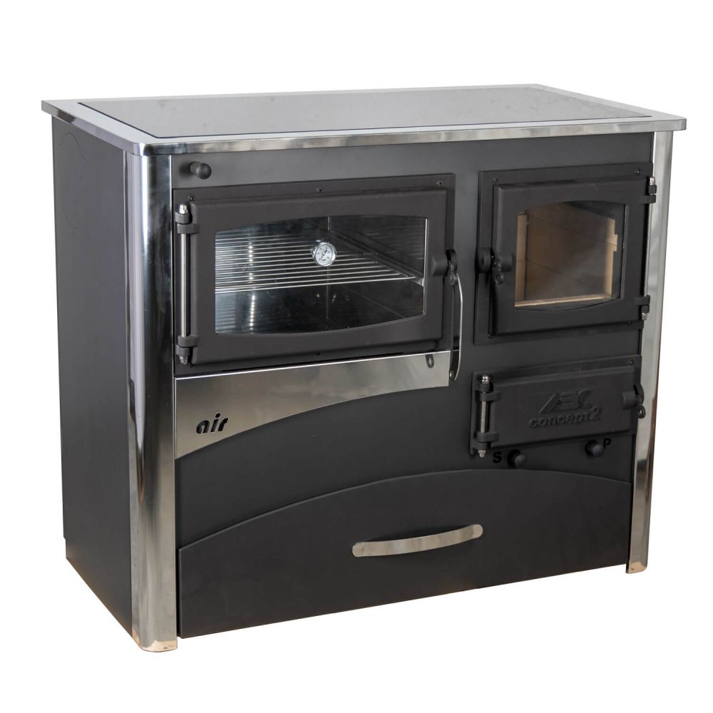 EEK A fireplace stove with baking compartment and glass-ceramic stovetop ABC Concept 2 Air Left multi-use wood-burning stove 11.6 kW fireplace stove wood workshop stove Swedish stove cabin stove heating stove wood stove