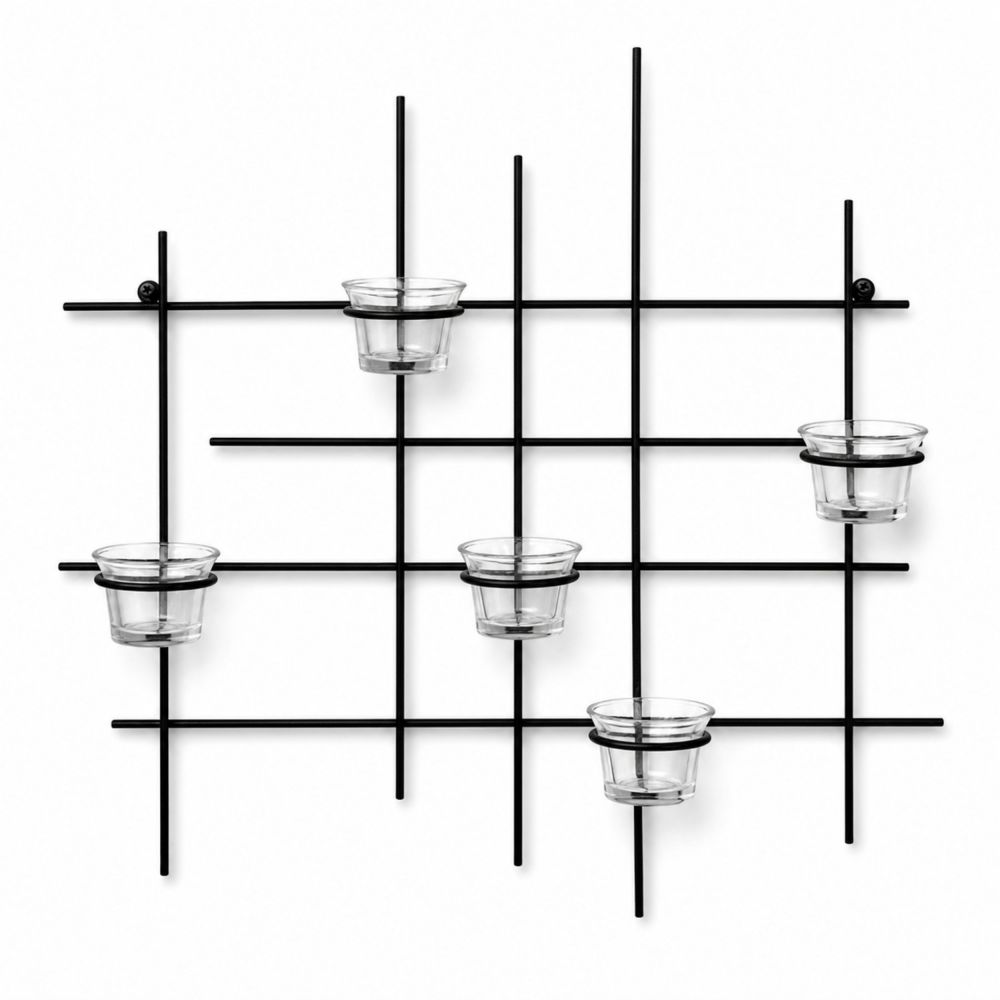 DanDiBo Kerzenhalter Wand Metall Schwarz Wandteelichthalter 50 cm 5XXL Wandkerzenhalter Kerzenhalter Teelichthalter Wandleuchter