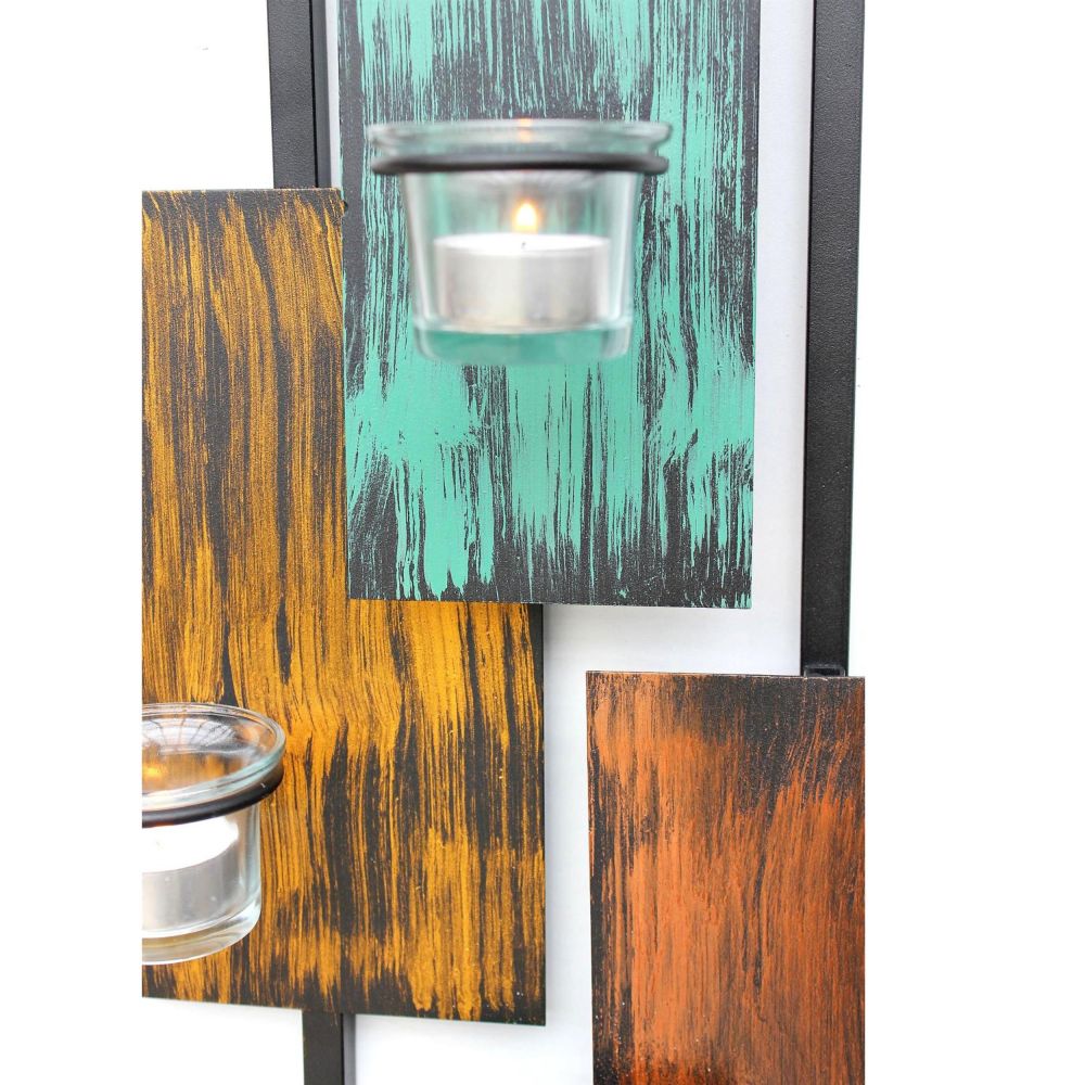 DanDiBo Kerzenhalter Wand Metall Schwarz Wandteelichthalter 60 cm Abstrakt Wandkerzenhalter Kerzenhalter Teelichthalter Wandleuchter