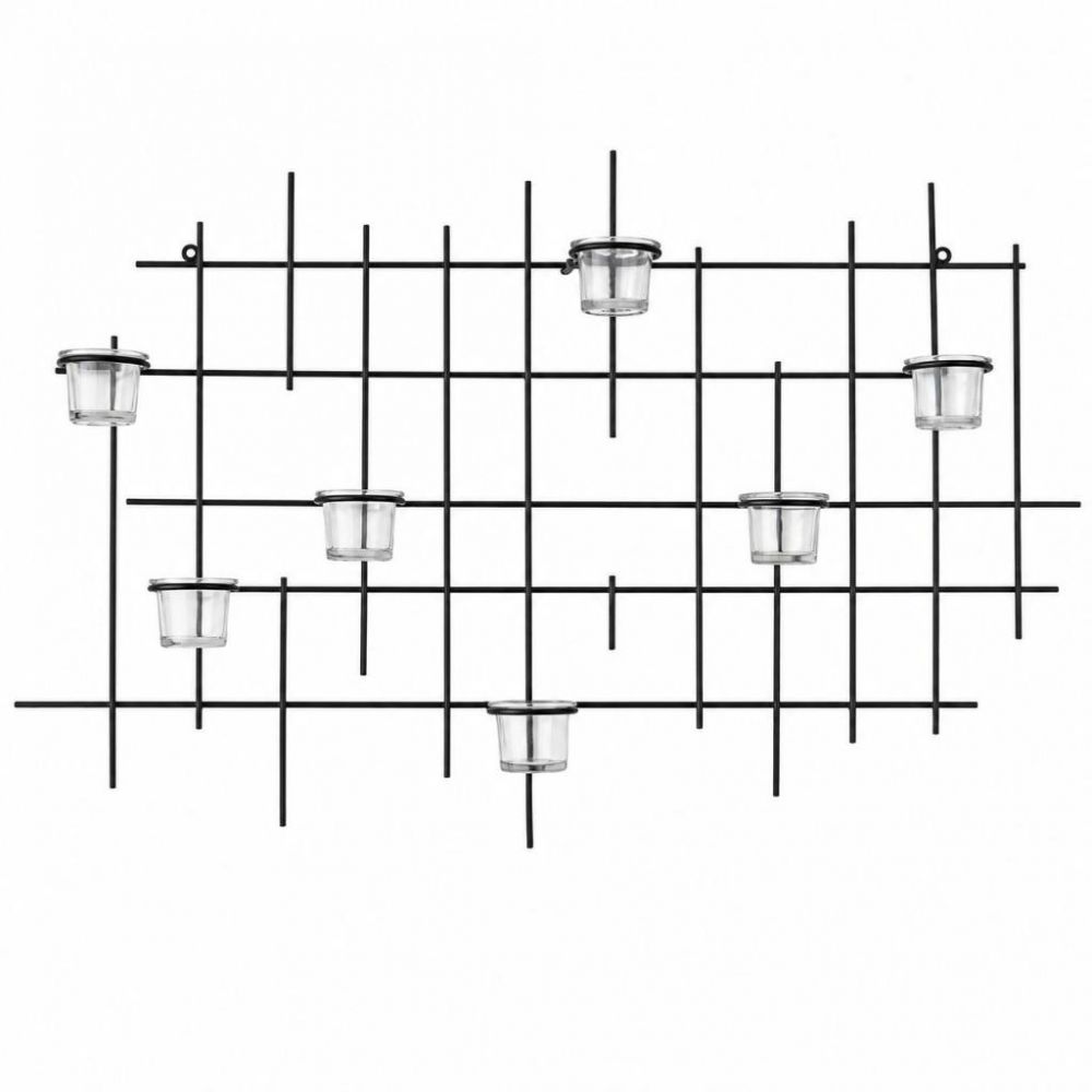 DanDiBo Metal Wall Candle Holder Black Wall Tealight Holder 83 cm 7XXL Wall Candle Holder Candle Holder Tealight Holder Wall Sconce