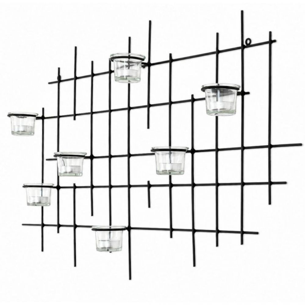 DanDiBo Metal Wall Candle Holder Black Wall Tealight Holder 83 cm 7XXL Wall Candle Holder Candle Holder Tealight Holder Wall Sconce