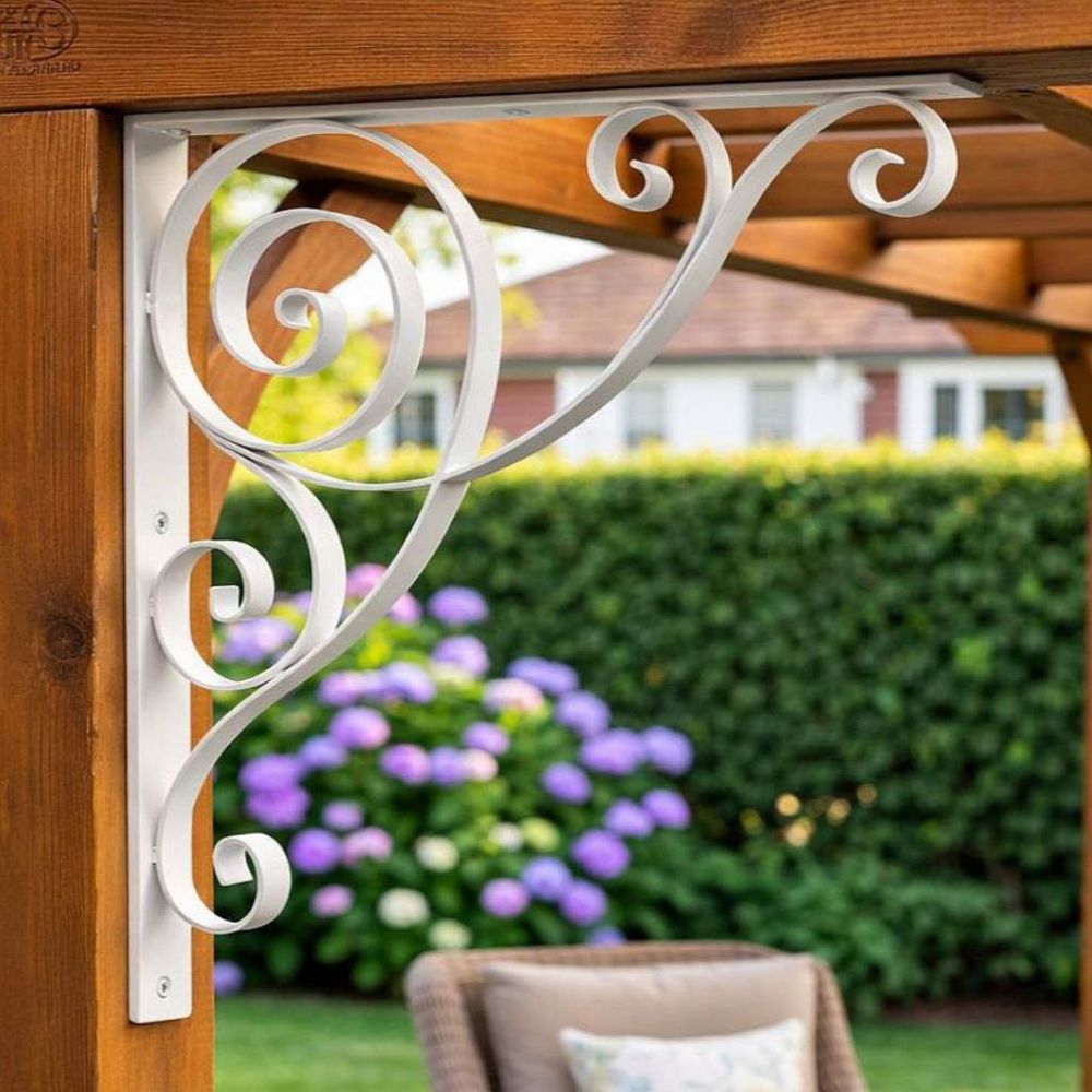 DanDiBo Konsole 50x50 cm Kopfbänder Schmiedeeisen Metall Weiß Winkelverbinder Winkelkonsole Wandkonsole Regalhalter