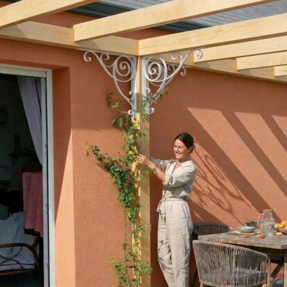 DanDiBo Konsole 50x50 cm Kopfbänder Schmiedeeisen Metall Weiß Winkelverbinder Winkelkonsole Wandkonsole Regalhalter