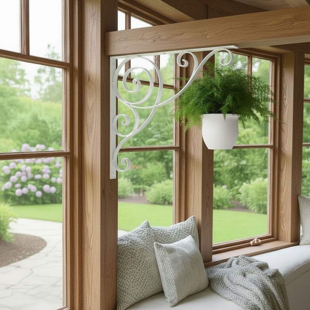 DanDiBo Konsole 50x50 cm Kopfbänder Schmiedeeisen Metall Weiß Winkelverbinder Winkelkonsole Wandkonsole Regalhalter