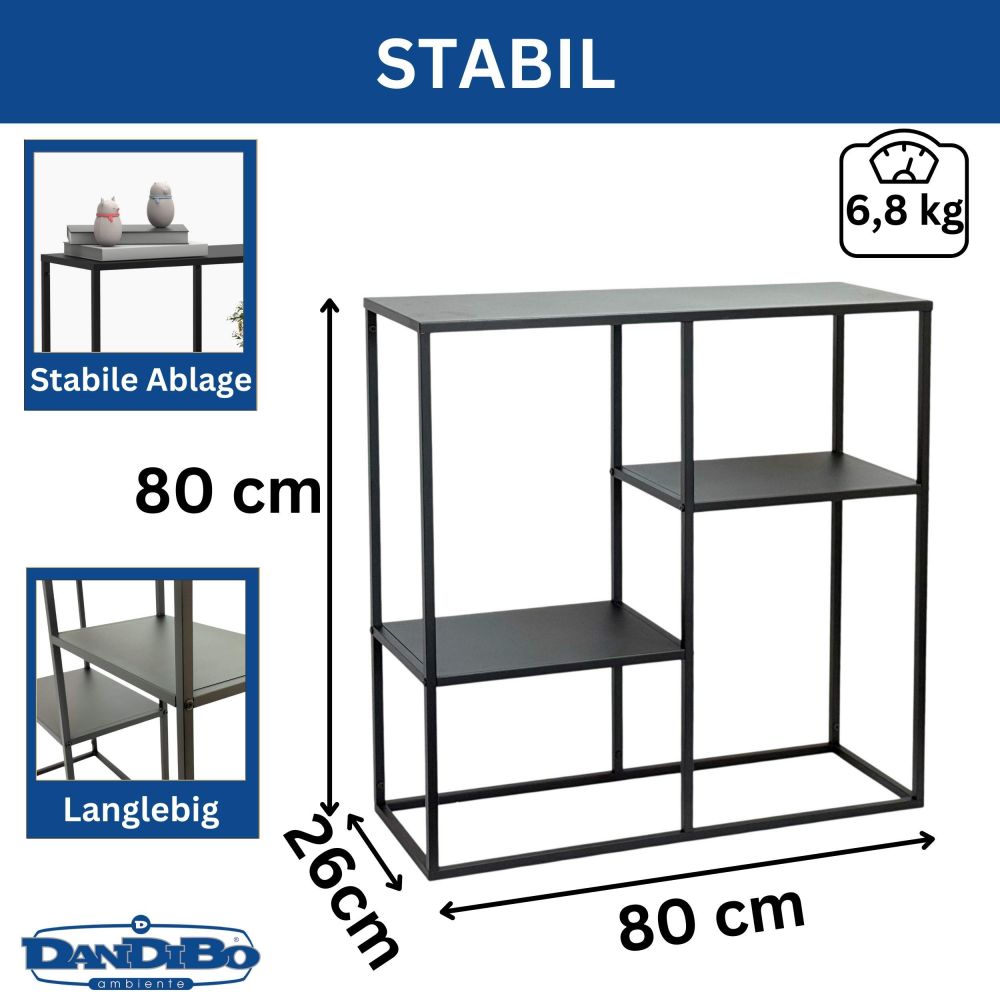 DanDiBo Konsolentisch Schmal Metall Modern 80x80x26 cm Sideboard Beistelltisch 96634 Ablagetisch Flurtisch Sofatisch