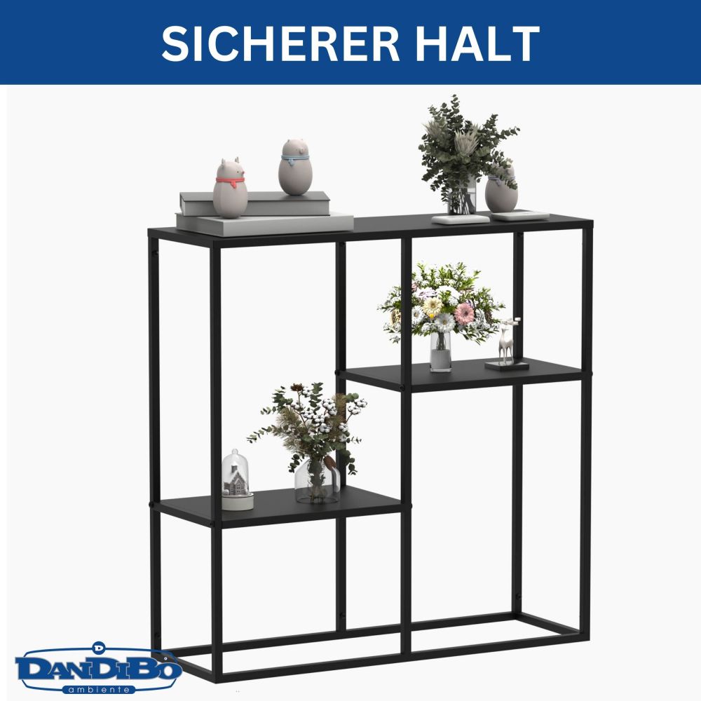 DanDiBo Konsolentisch Schmal Metall Modern 80x80x26 cm Sideboard Beistelltisch 96634 Ablagetisch Flurtisch Sofatisch