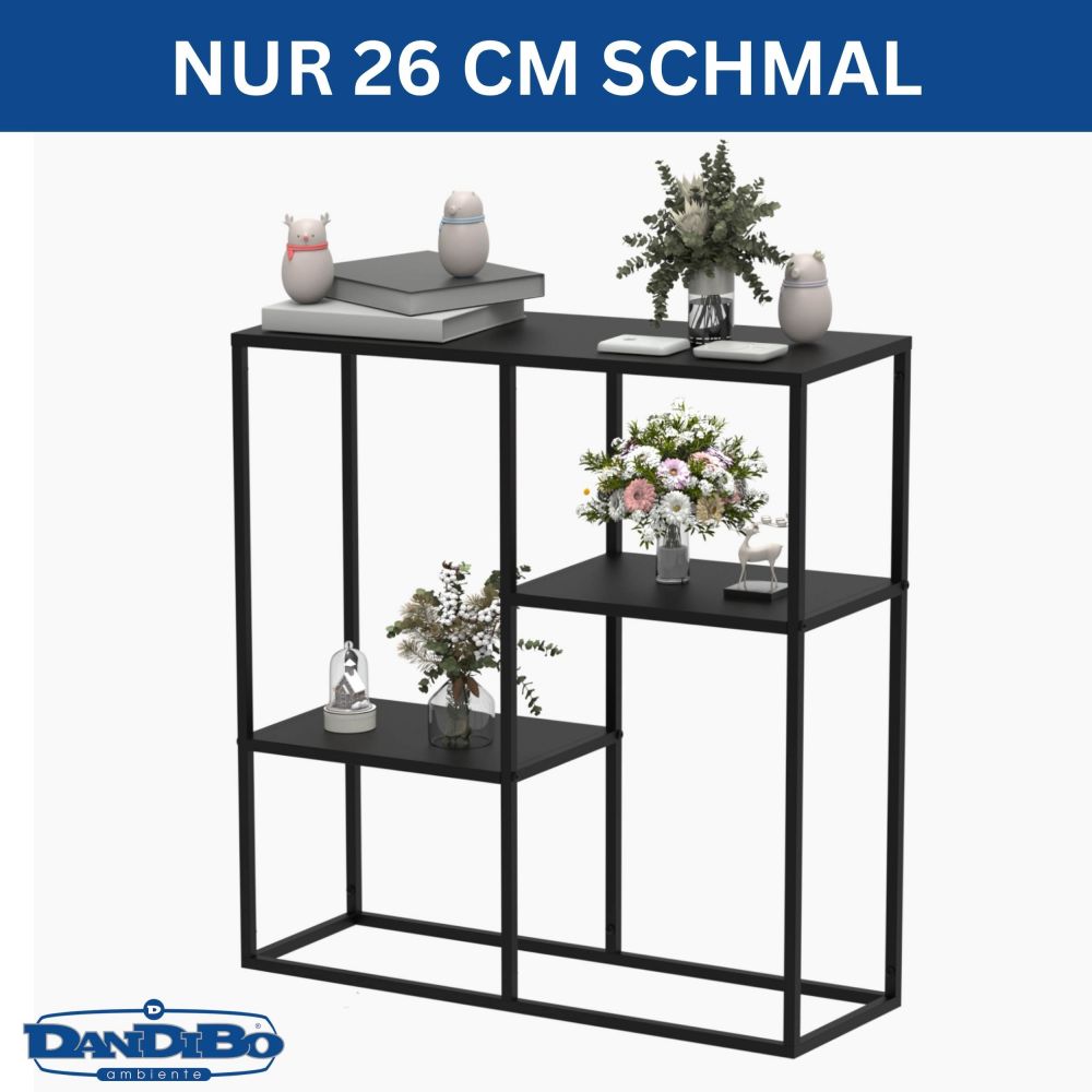 DanDiBo Konsolentisch Schmal Metall Modern 80x80x26 cm Sideboard Beistelltisch 96634 Ablagetisch Flurtisch Sofatisch
