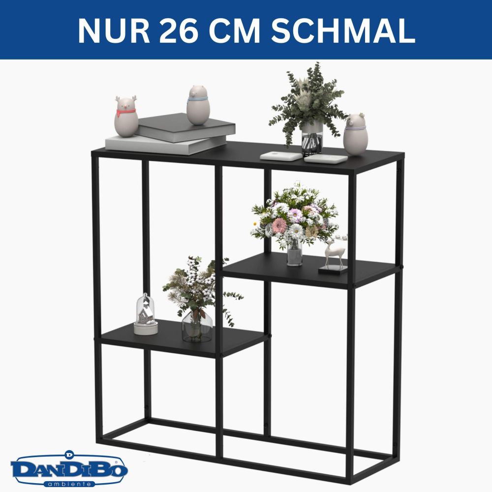 DanDiBo Konsolentisch Schmal Metall Modern 80x80x26 cm Sideboard Beistelltisch 96634 Ablagetisch Flurtisch Sofatisch
