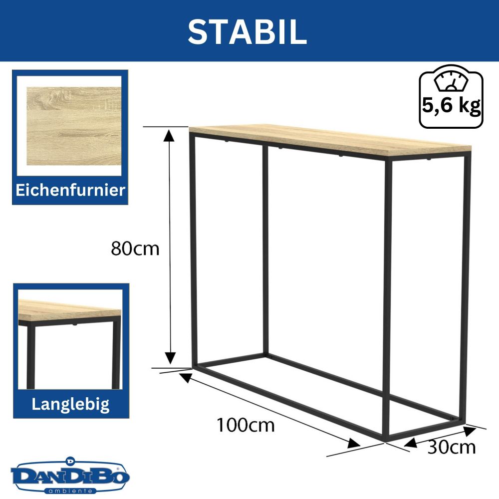 DanDiBo Console Table Narrow Metal Modern 100x80x30 cm Sideboard End Table 96636 Entryway Table Sofa Table