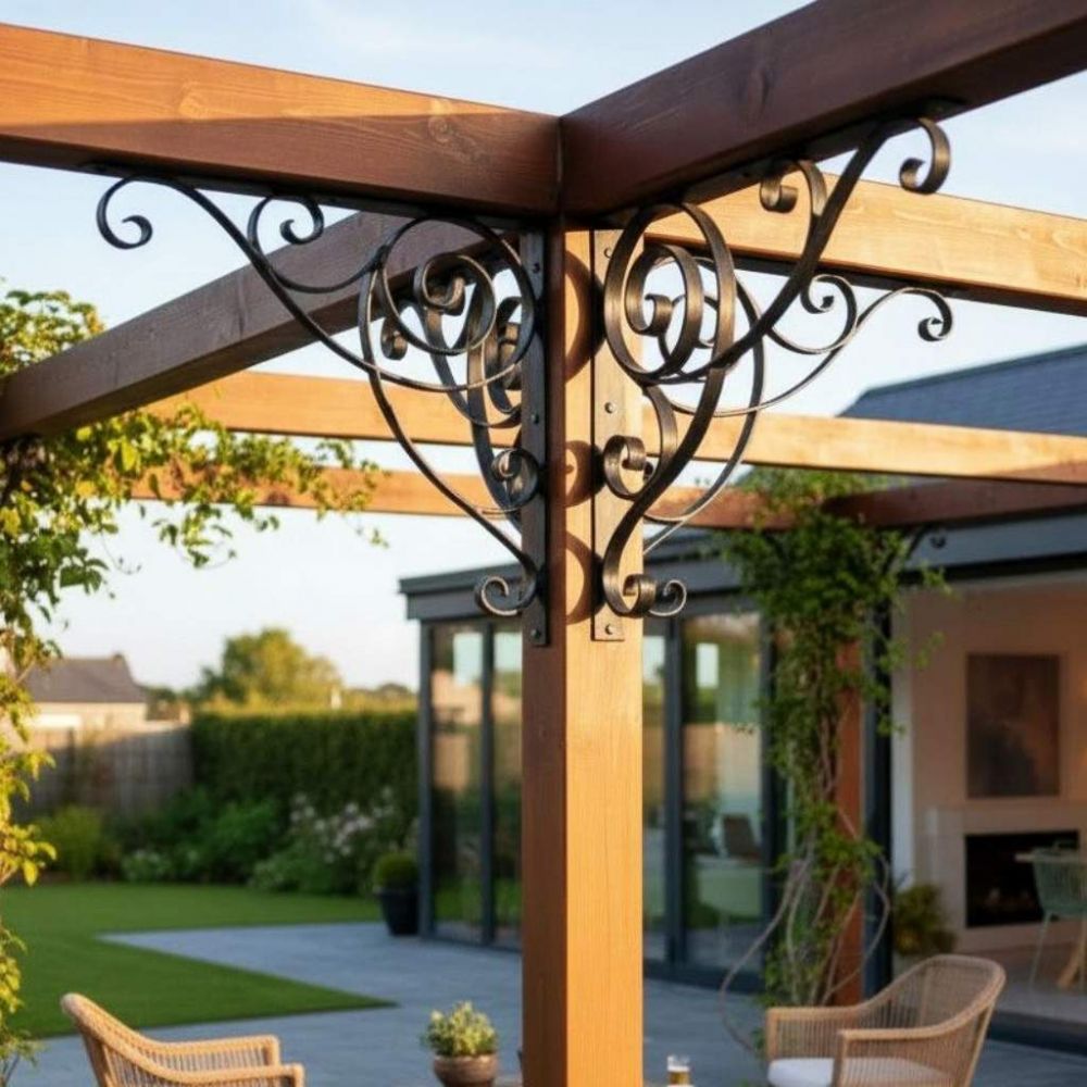 DanDiBo Konsole 50x50 cm Kopfbänder Schmiedeeisen Metall Schwarz Winkelverbinder Winkelkonsole Wandkonsole Regalhalter