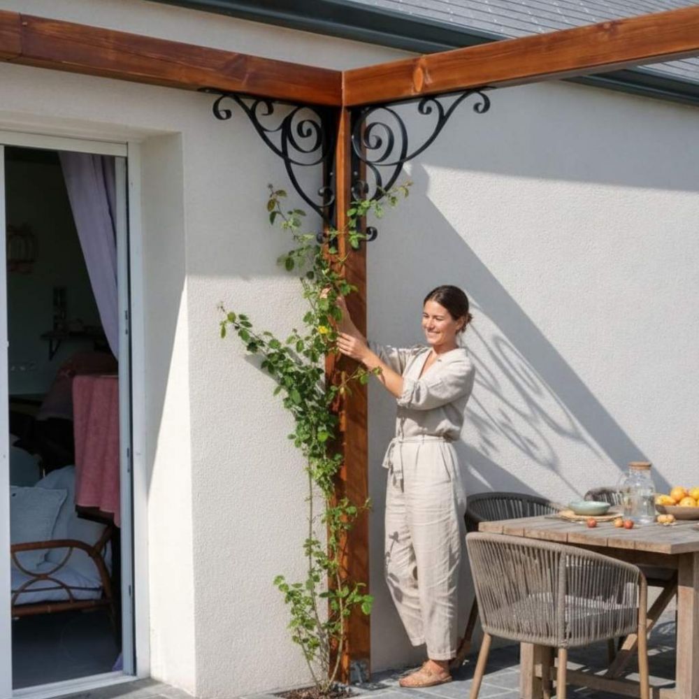 DanDiBo Konsole 50x50 cm Kopfbänder Schmiedeeisen Metall Schwarz Winkelverbinder Winkelkonsole Wandkonsole Regalhalter