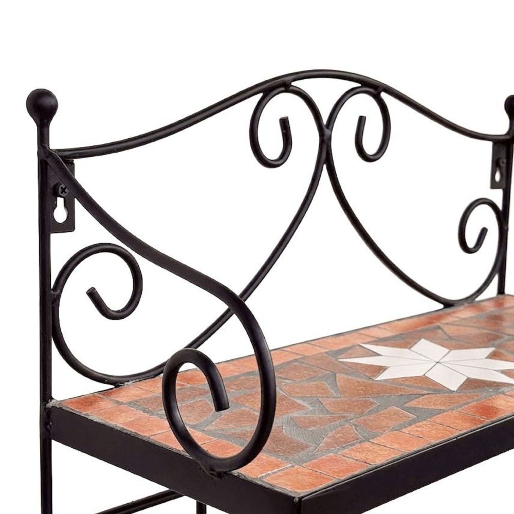 DanDiBo Küchenregal Wand Hängeregal Metall 40cm Mosaik 050550 Wandregal Küche Regal Küchenwandregal mit Haken