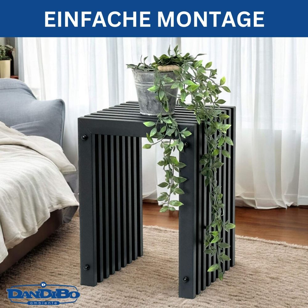 DanDiBo Slatted stool Stool Metal Black Square BASE Solid 45 cm Modern Side table Slats