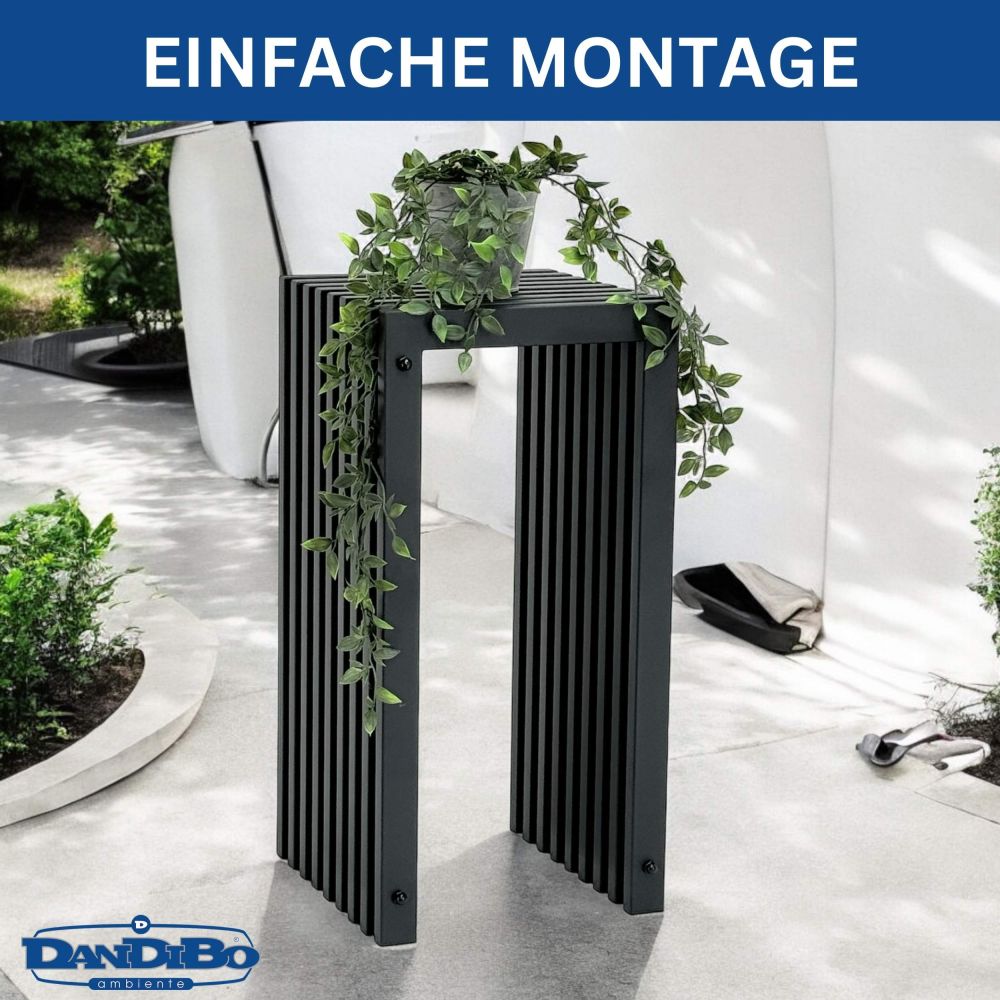 DanDiBo Lamellenhocker Hocker Metall Schwarz Eckig BASE Massiv 65 cm Modern Beistelltisch Lamellen