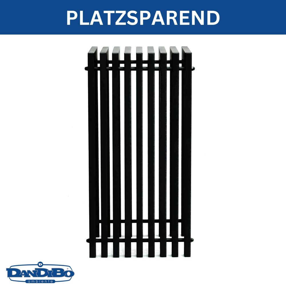 DanDiBo Lamellenhocker Hocker Metall Schwarz Eckig BASE Massiv 65 cm Modern Beistelltisch Lamellen